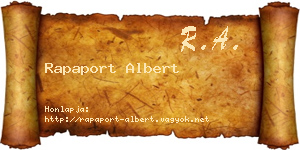 Rapaport Albert névjegykártya